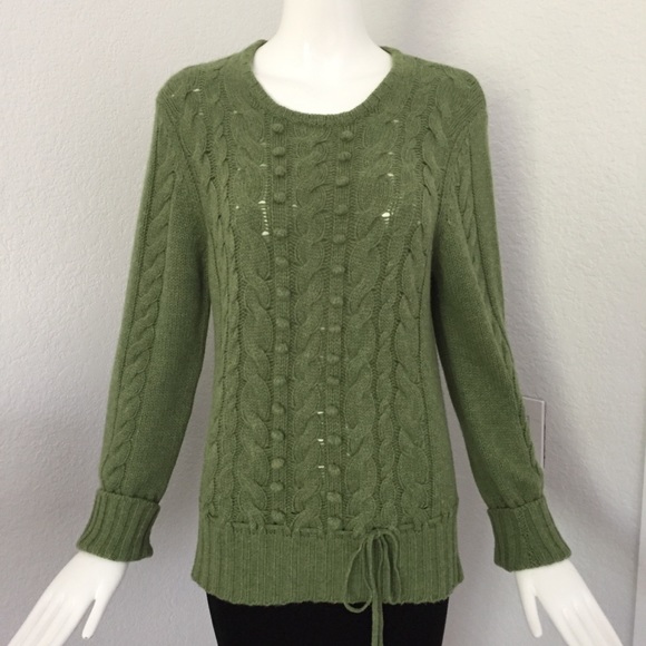 mariele Waithe Sweaters - mariele waithe green cable knit cashmere sweater